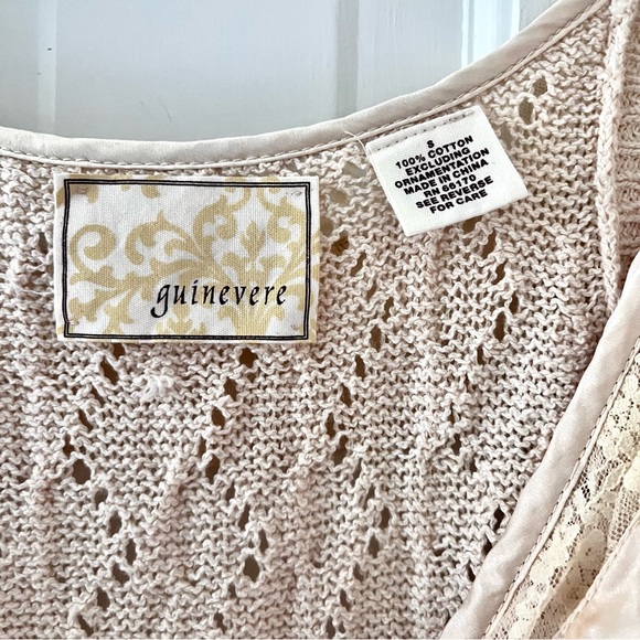 Vintage Guinevere Cotton/Lace Crochet Tank Top with Bow Detail - Picture 5 of 6